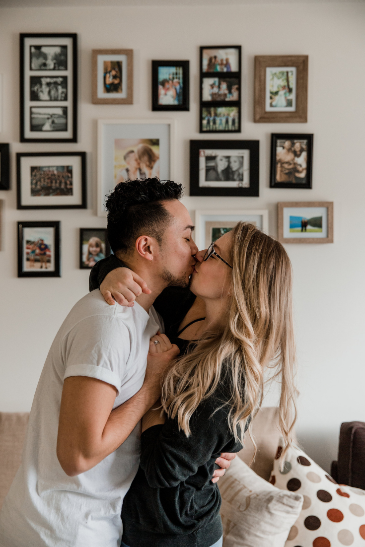 Couple Kissing in living room